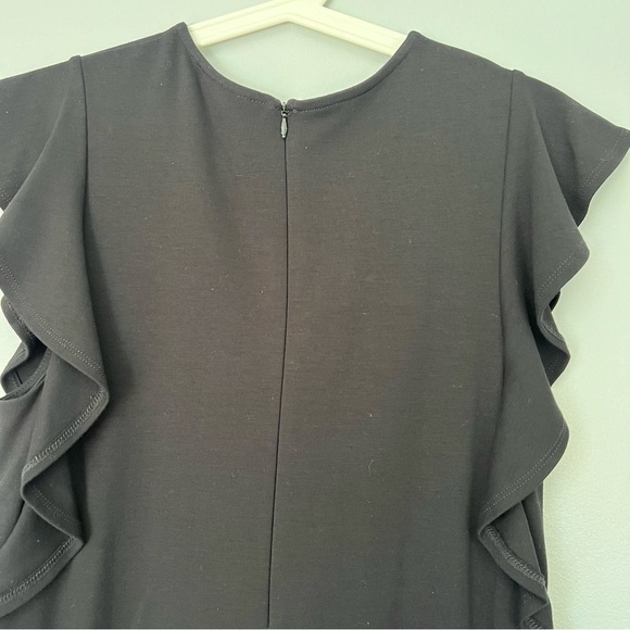 Halogen Black Sleeveless Flutter Sleeve Sheath Dress Medium Career Bridal - Picture 8 of 9